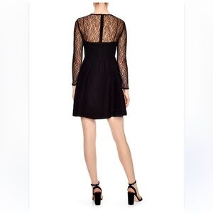 Sandro Jeanette Honeycomb Skater Dress Lace Top Size 40 (M)